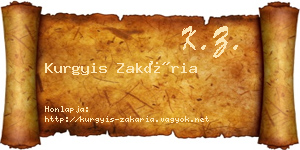 Kurgyis Zakária névjegykártya
